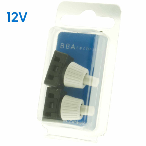 BBAtechniek artnr. 27063 - 12V On-Off drukschakelaar zwart-wit + wartel (2x)