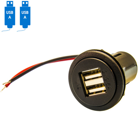 BBAtechniek artnr. 45000 - USB A-2x 5VDC 2x2.5A inbouw (1x)