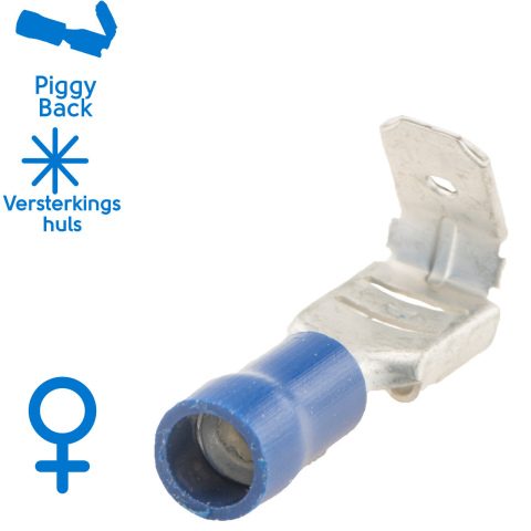 BBAtechniek artnr. 11281 - Vlakstekerhuls 6.3x0.8mm* blauw (1000x)