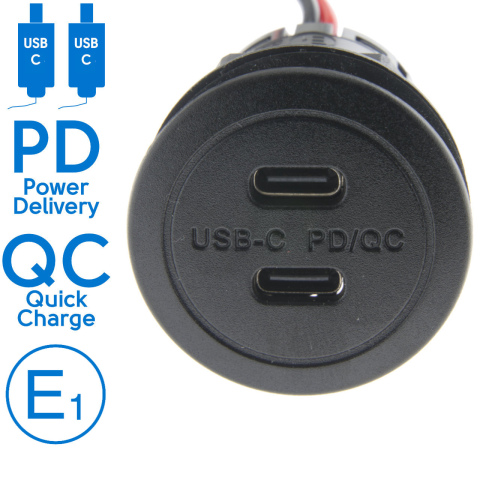 BBAtechniek artnr. 45182 - USB/C 2x PD QC 3A 30W inbouw zwart (1x) 