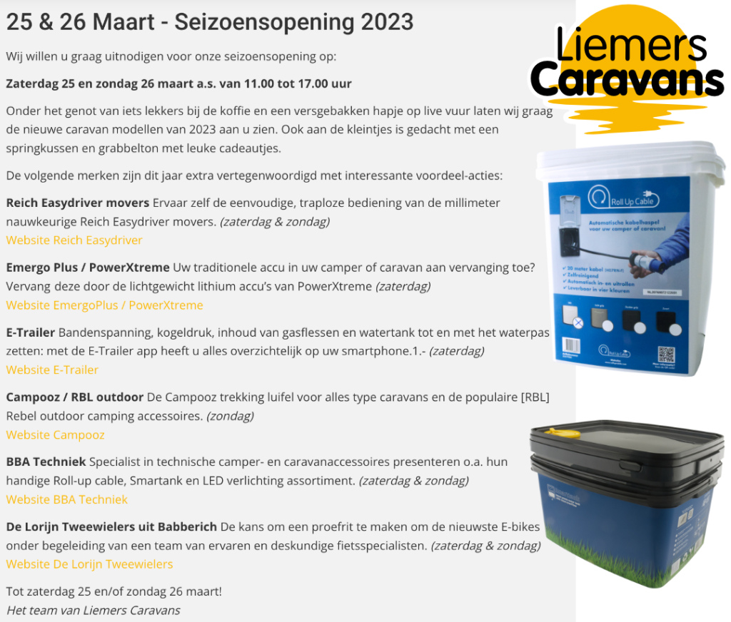 25-26 maart 2023 Seizoenopening Liemers Caaravans