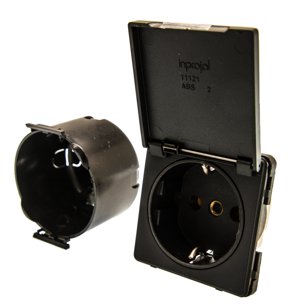 BBAtechniek - 230V Schuko contactdoos zwart S20.000 (1x)