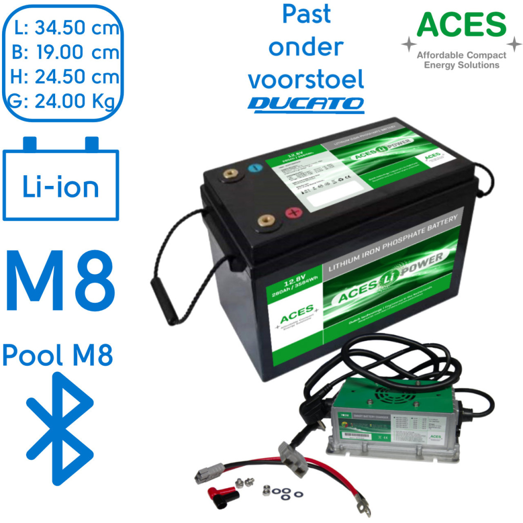 BBAtechniek - 12V 280Ah Aces Lithium accu + lader 20A (1x)