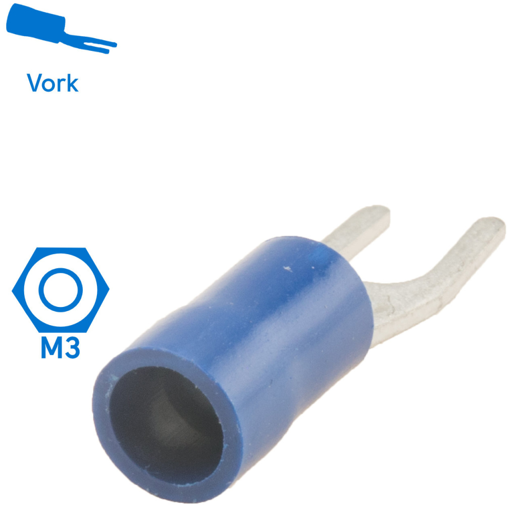 BBAtechniek - Kabelschoen vork M3 Ø3.7mm blauw (100x)
