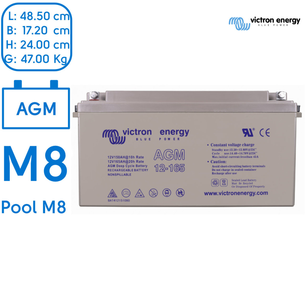 BBAtechniek - 12V 165Ah Victron AGM Accu M8 (1x)