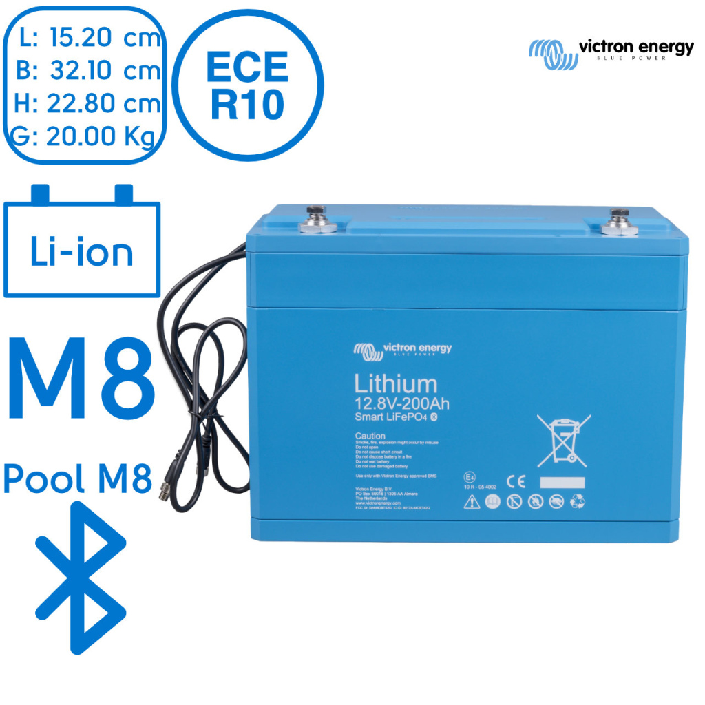 BBAtechniek - Victron Lithium accu 12.8V 200Ah Smart (1x)