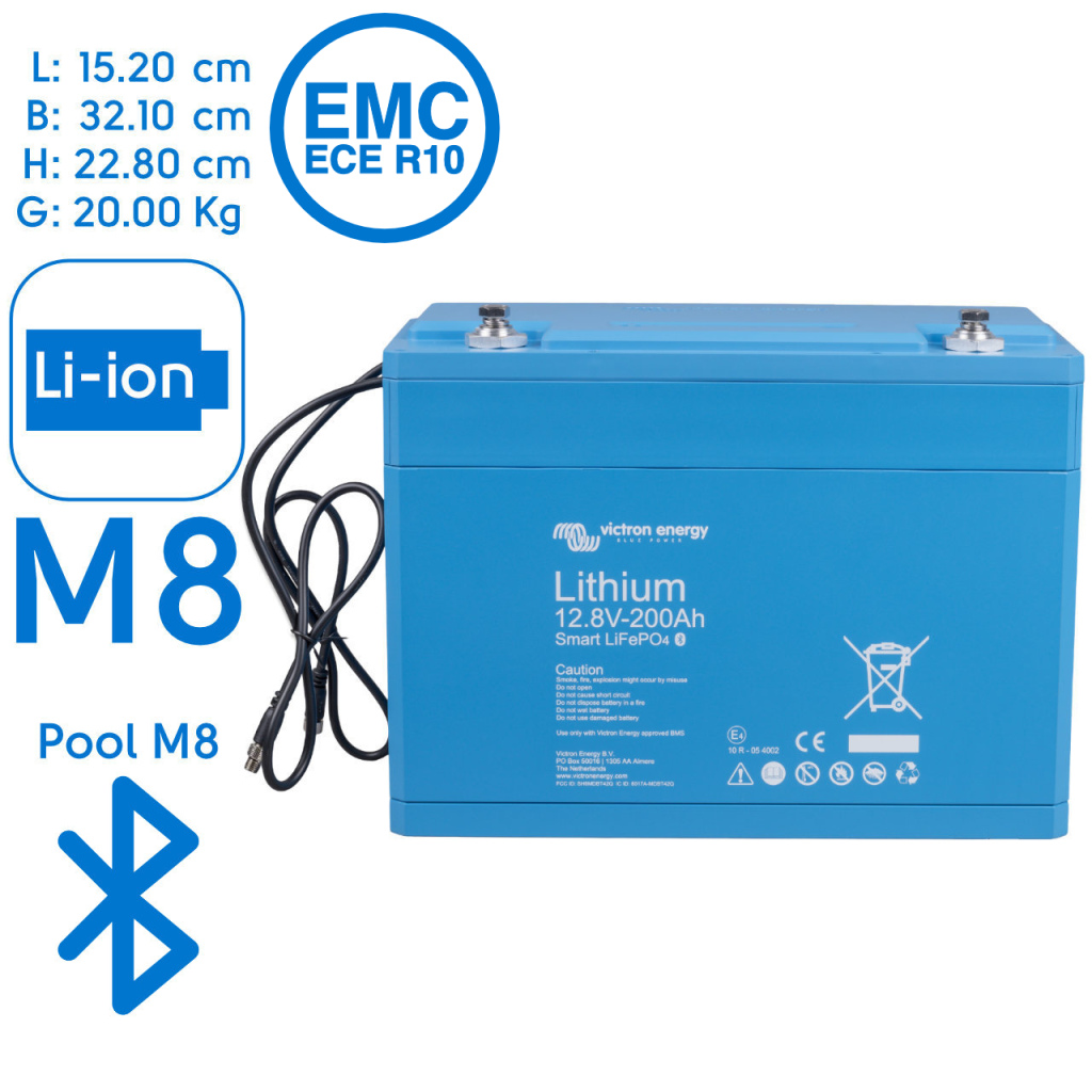 BBAtechniek - Victron Lithium accu 12.8V 200Ah Smart (1x)