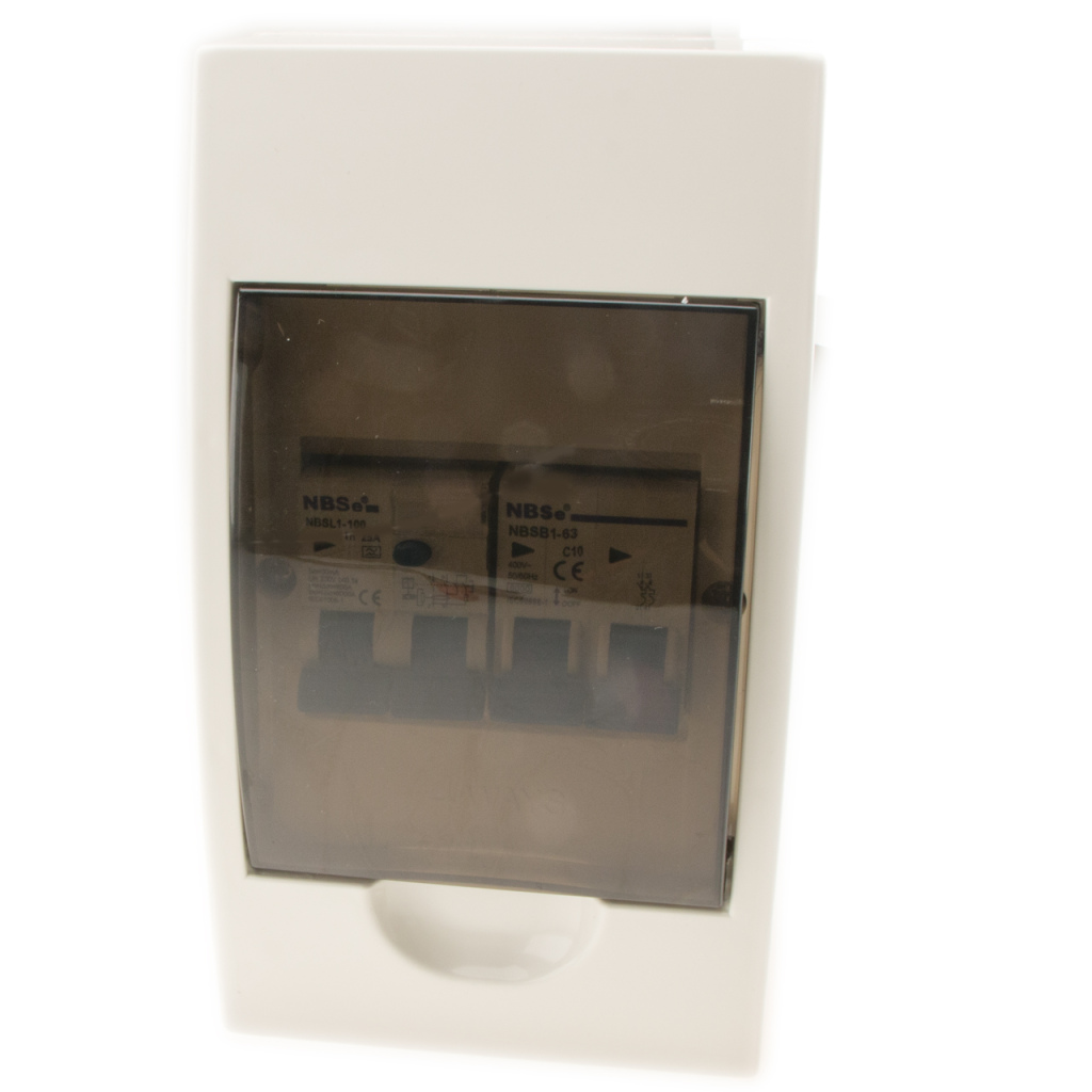 BBAtechniek - Zekeringkast 10A + dubbelpolige aardlek 30mA (1x)