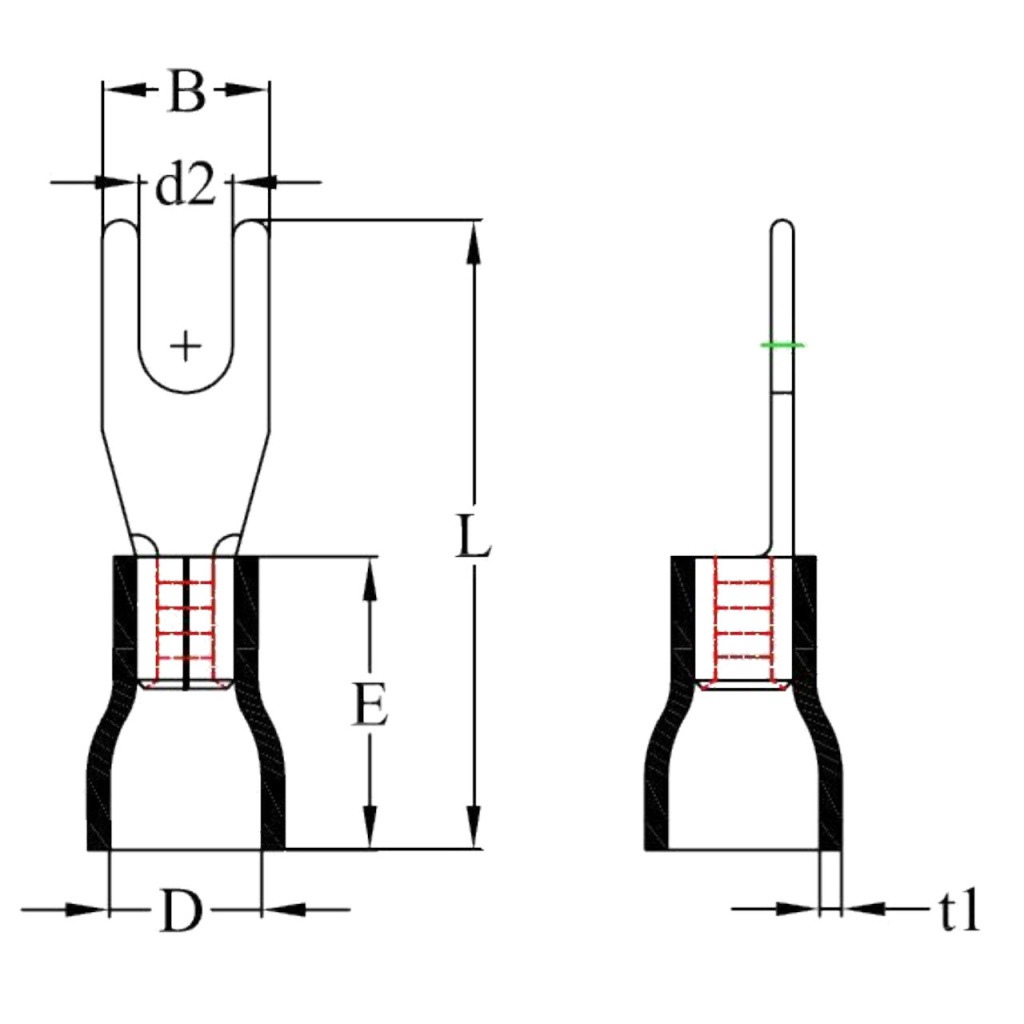 BBAtechniek - Kabelschoen vork Ø6.4mm geel (5x)