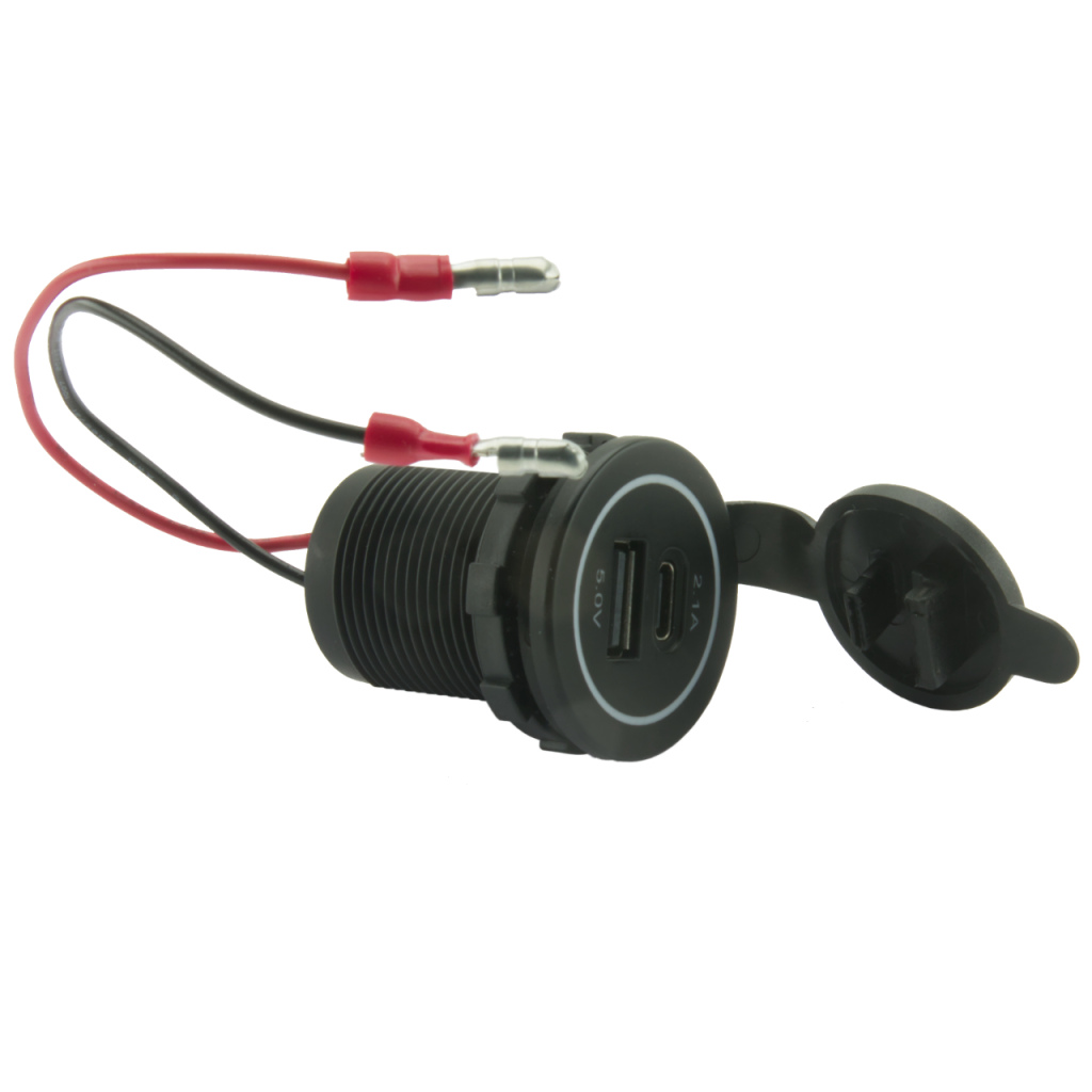 BBAtechniek - USB C-1x & A-1x 5V 2.1A inbouw met afdekkap (1x)