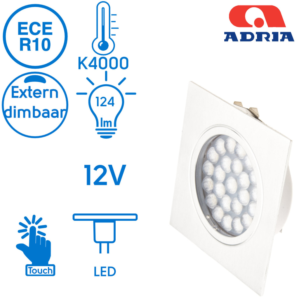 BBAtechniek - Adria A LED inbouwspot 12V 1.6W touch switch (1x)