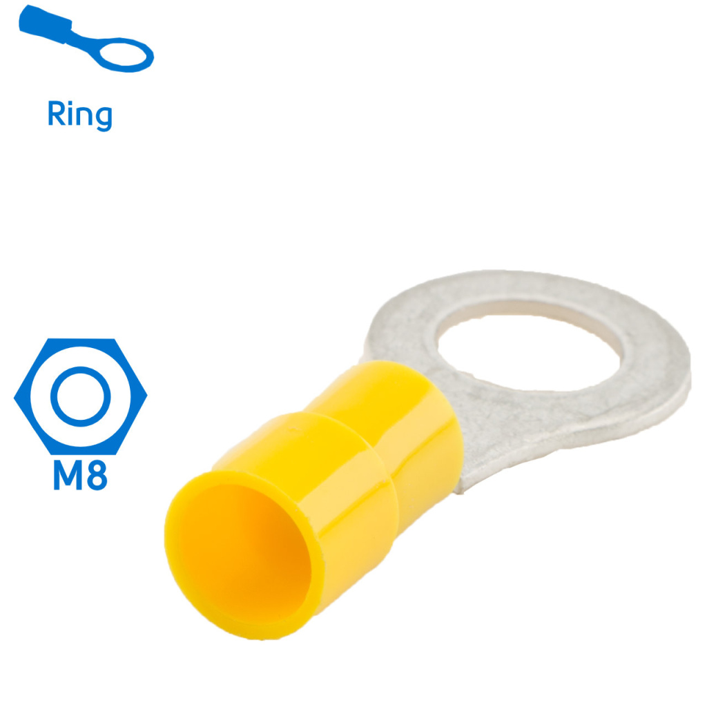 BBAtechniek - Kabelschoen ring M8 Ø8.4mm geel (50x)