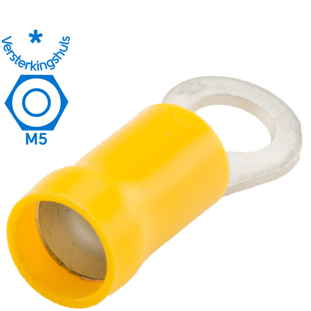 BBAtechniek - Kabelschoen ring M5 Ø5.3mm* geel (100x)