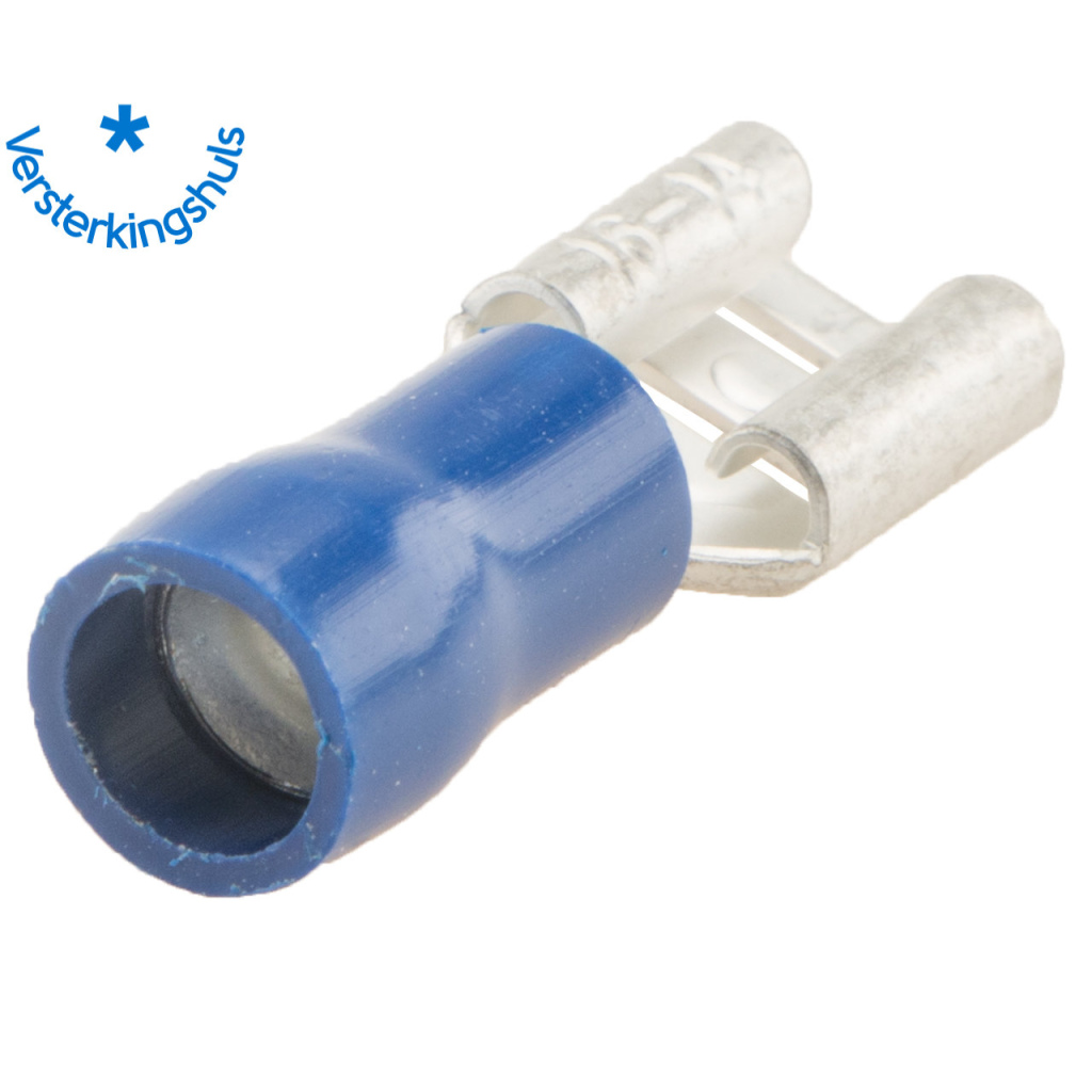 BBAtechniek - Vlakstekerhuls 6.3x0.8mm* blauw (1000x)