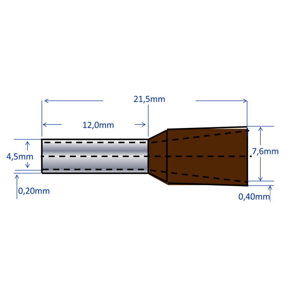 BBAtechniek - Adereindhuls ‘T’ French 10.0mm² bruin (25x)