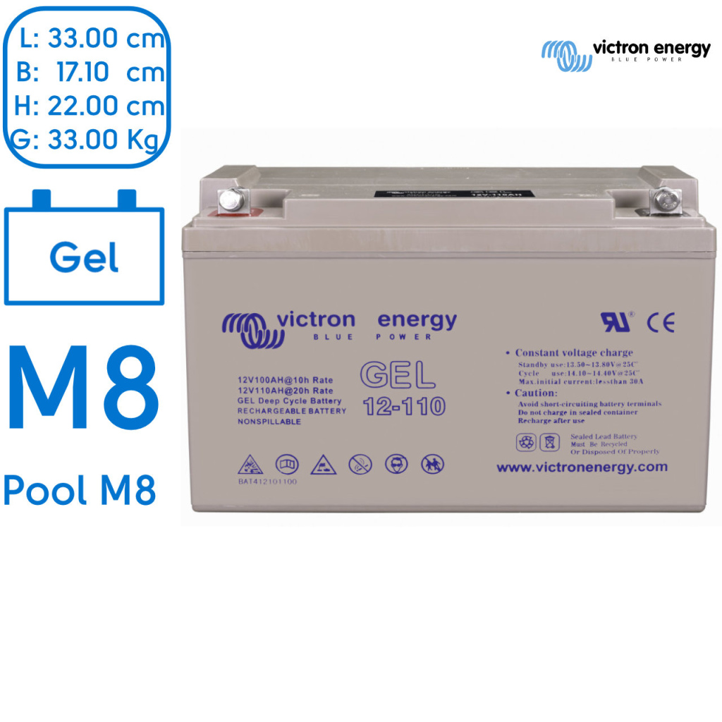 BBAtechniek - Victron Gel accu 12V 110Ah M8 (1x)