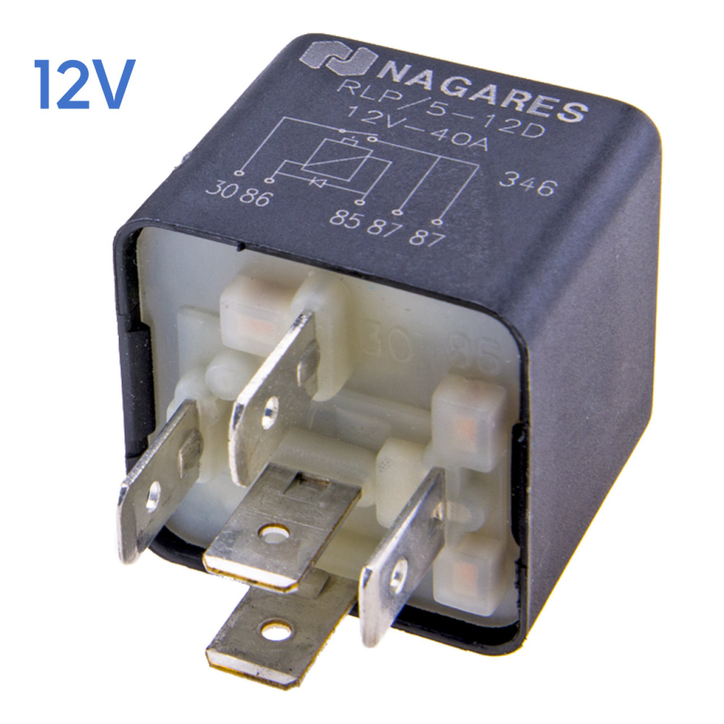 BBAtechniek - 12V 40A 5-polig mini relais met diode (1x)