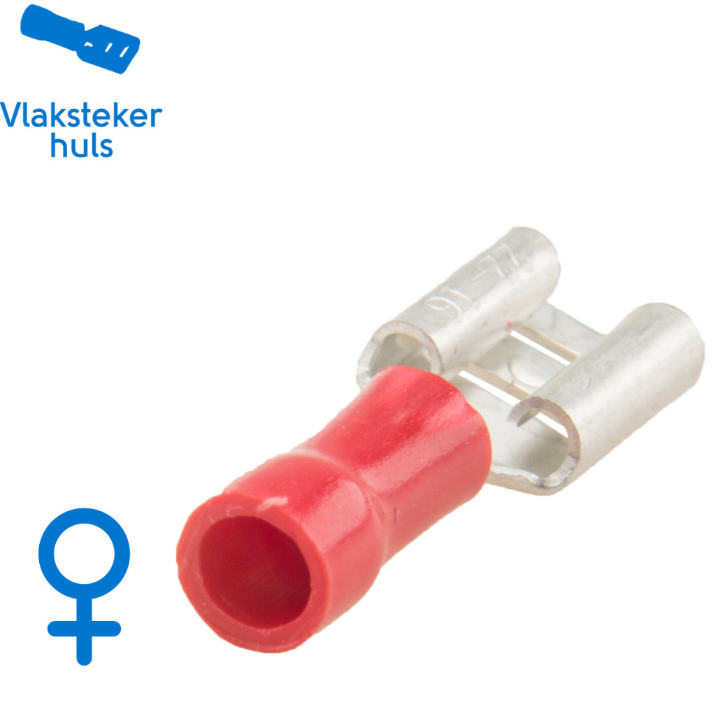 BBAtechniek - Vlakstekerhuls 6.3x0.8mm rood (50x)