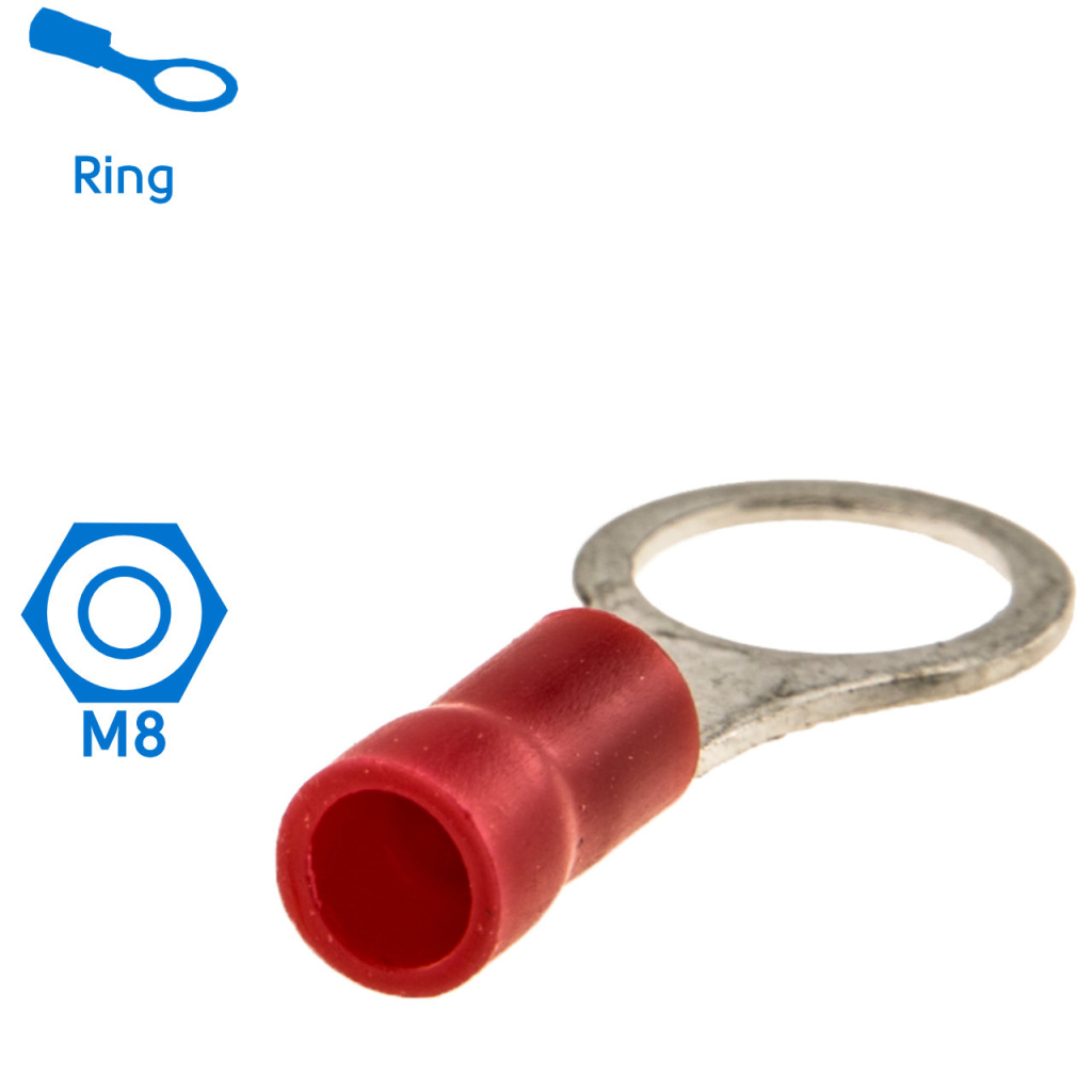 BBAtechniek - Kabelschoen ring M8 Ø8.4mm rood (100x)