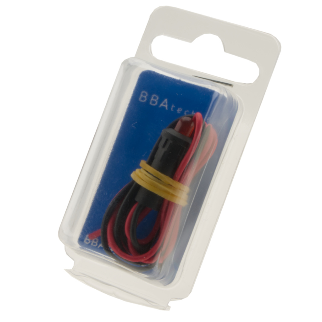 BBAtechniek - Controlelampje LED 12V Ø 8.0mm rood bedraad (1x)