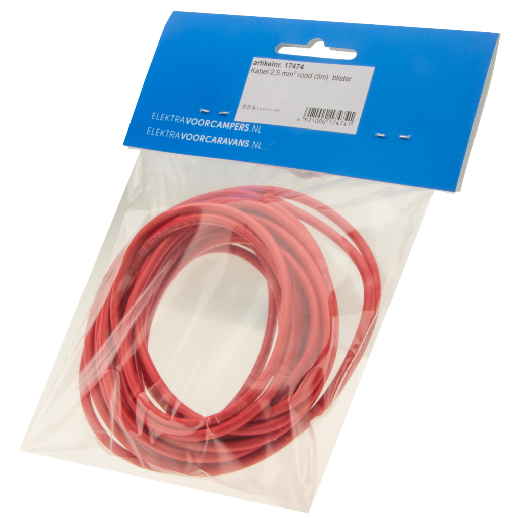 BBAtechniek - Kabel 2.5mm2 rood (5m)