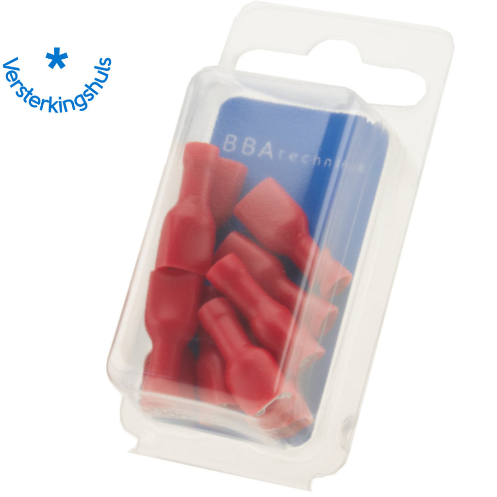 BBAtechniek - Vlakstekerhuls 6.3x0.8mm* rood (10x)