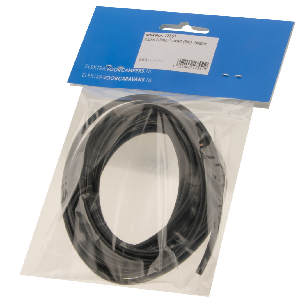 BBAtechniek - Kabel 2.5mm2 zwart (5m)