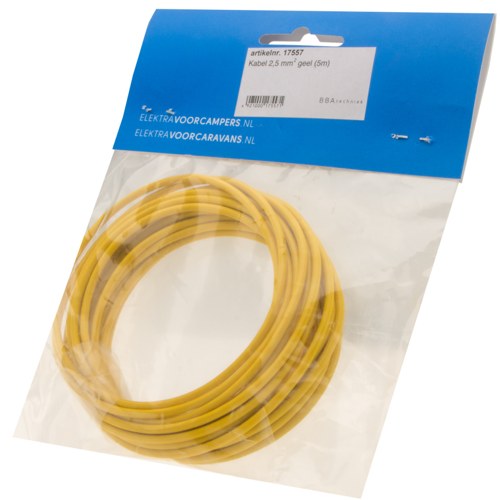 BBAtechniek - Kabel 2.5mm2 geel (5m)