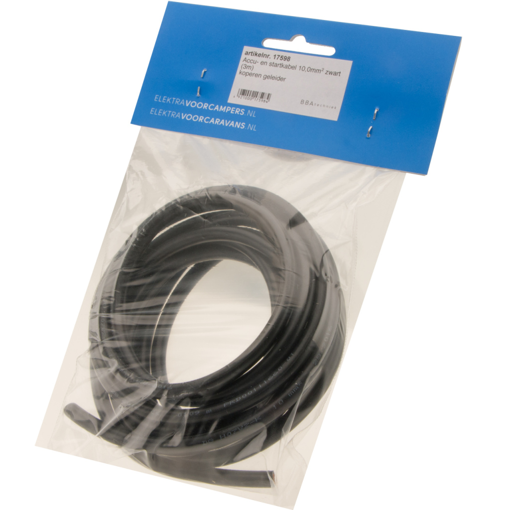 BBAtechniek - 10.0mm2 kabel flexibel zwart (3m)