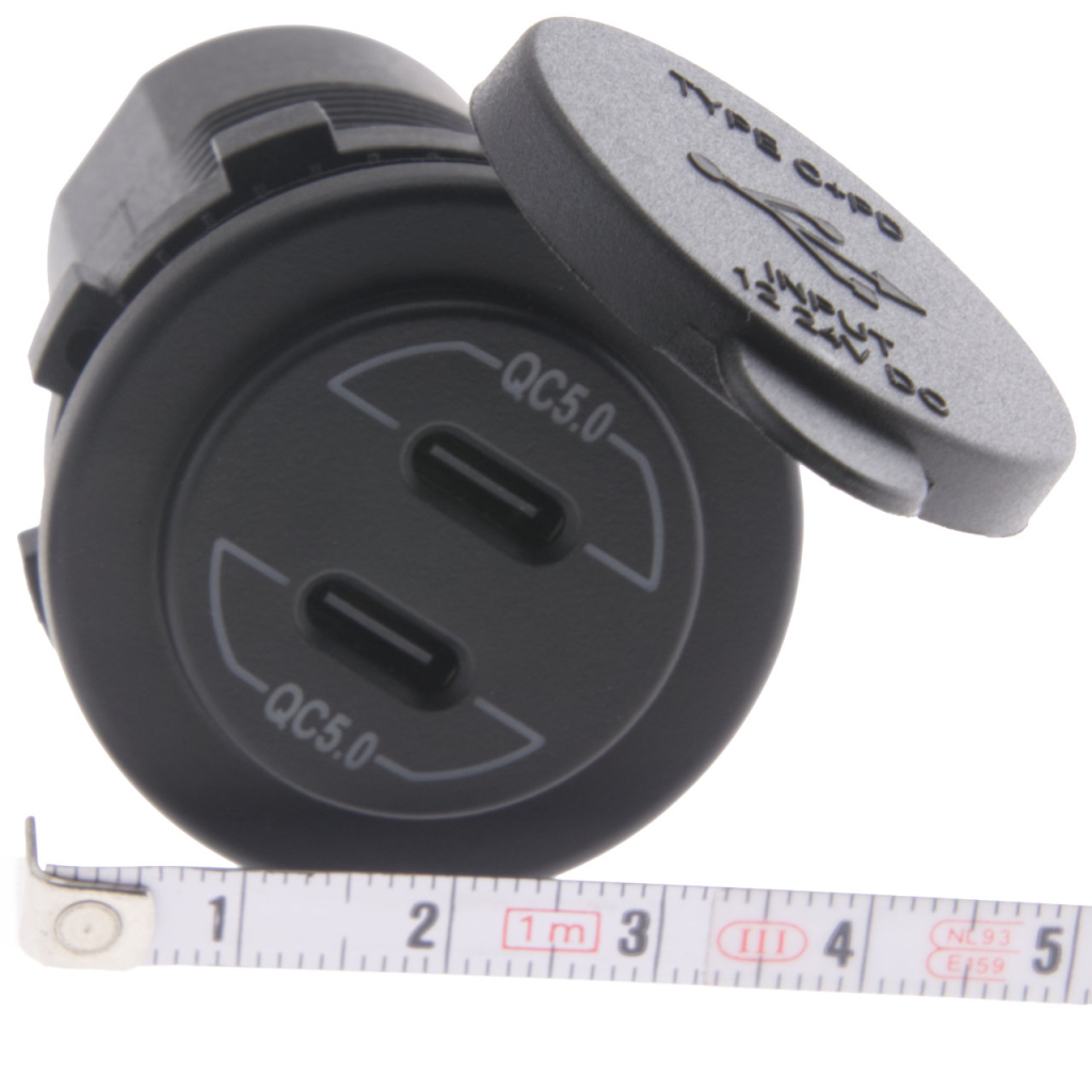 BBAtechniek - USB C-2x PD QC 5.0 LED inbouw (1x)