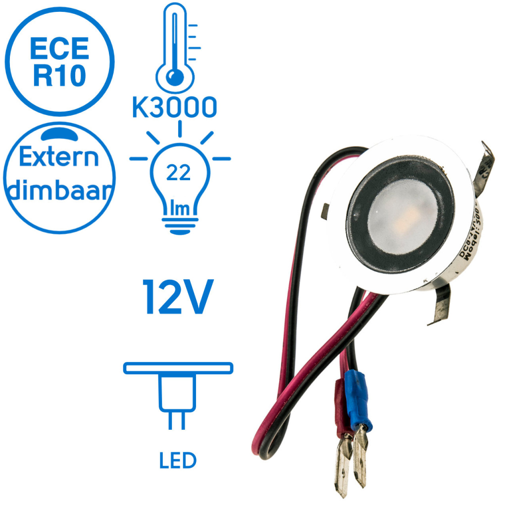 BBAtechniek - Piatto LED inbouwspot Ø30mm 12V 0.4W (1x)