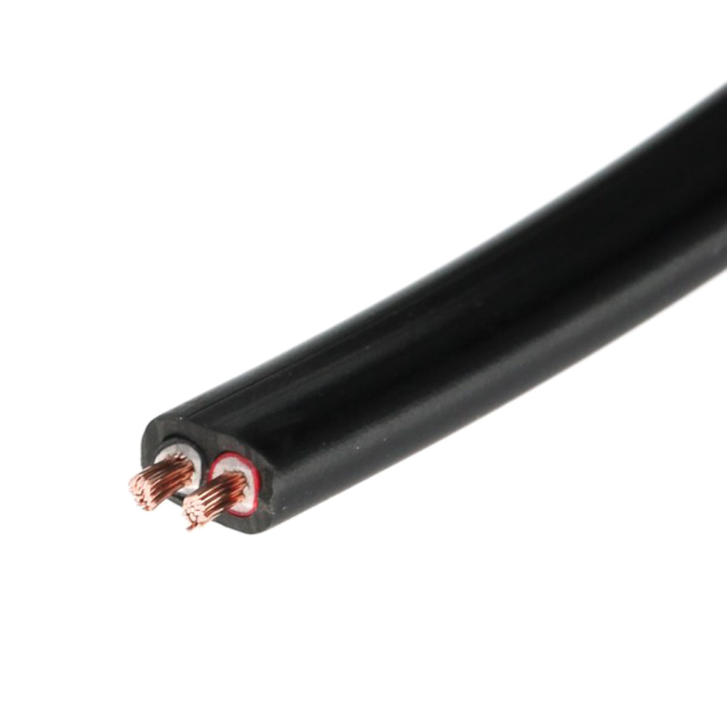 BBAtechniek - Kabel 2-aderig 2x0.75mm2 zwart-zwart/rood plat(5m)