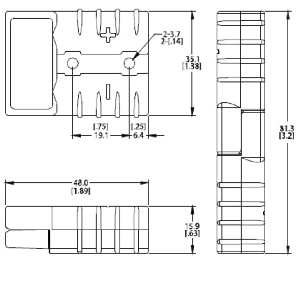 BBAtechniek - Hoge stroom connector 16mm² 50A zwart (1x)