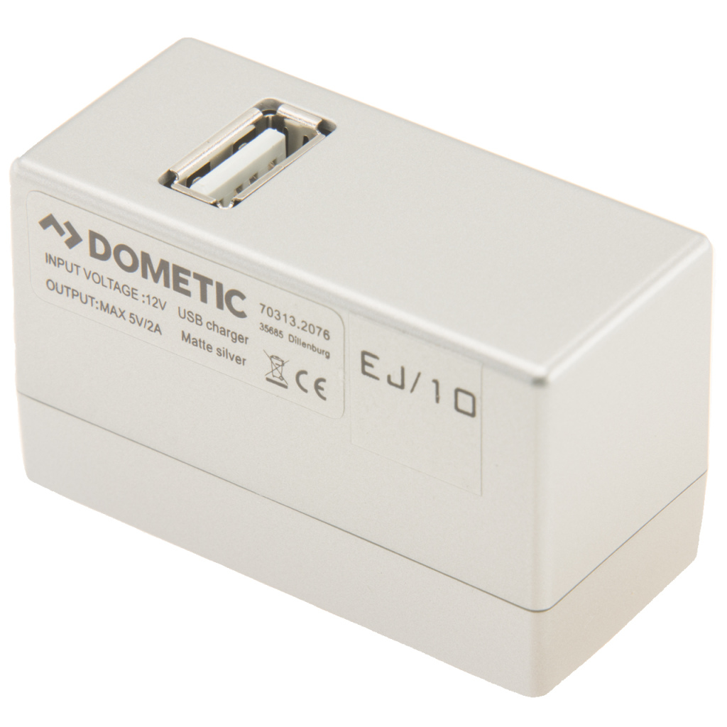 BBAtechniek - 5V 2A Dometic USB oplaadadapter mat zilver (1x)