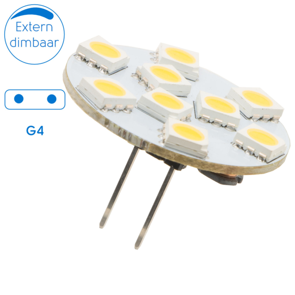 BBAtechniek - G4 10-30VDC 1.8W 3000K 170lm LED9 back pin (1x)