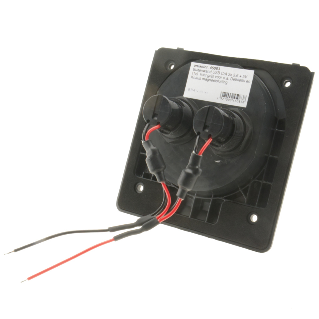 BBAtechniek - USB-A 3.6A 5V 2x en USB-C 2x licht grijs (1x)