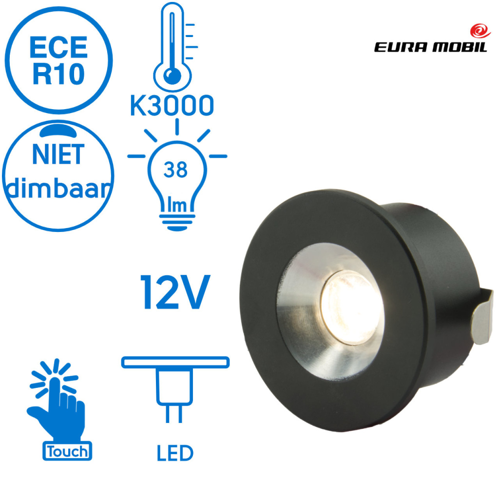 BBAtechniek - Cagliari LED inbouwspot 12V 1.47W zwart (1x)