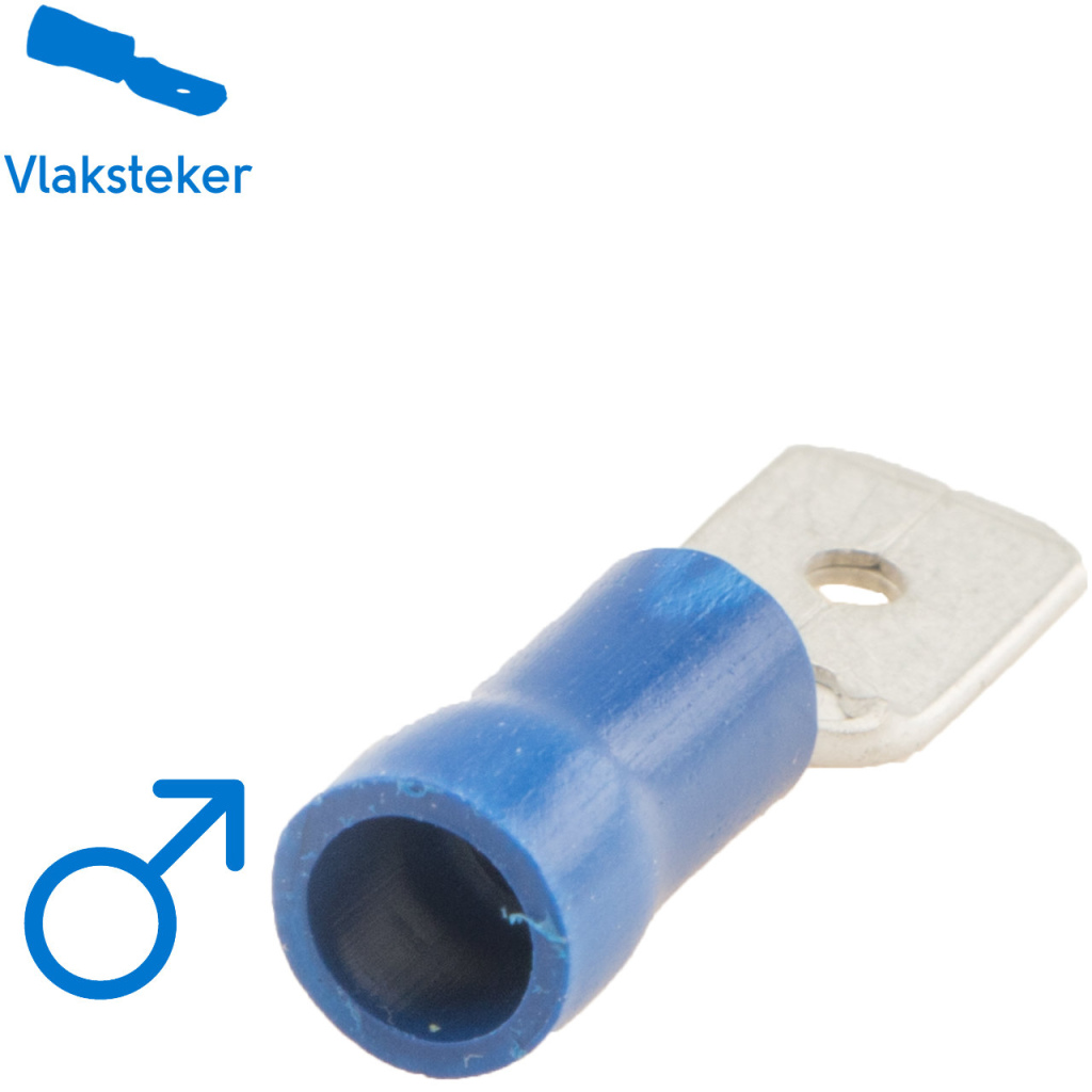 BBAtechniek - Vlaksteker 6.3x0.8mm blauw (50x)