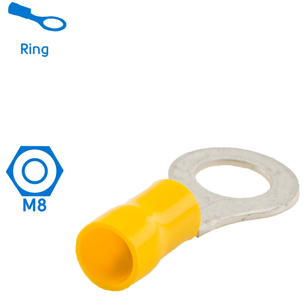 BBAtechniek - Kabelschoen ring M8 Ø8.4mm geel (100x)