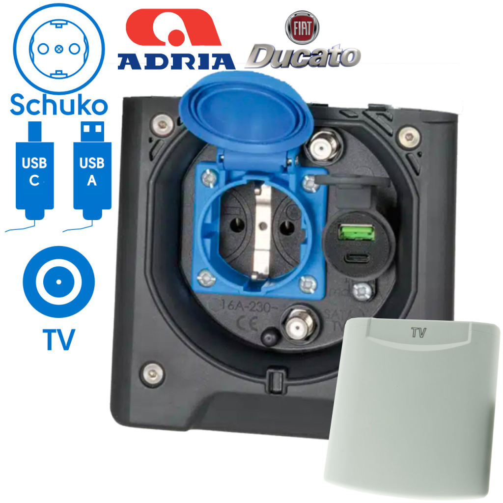 BBAtechniek - Voortent aansluiting CEE 230V / TV / USB-A/C (1x)