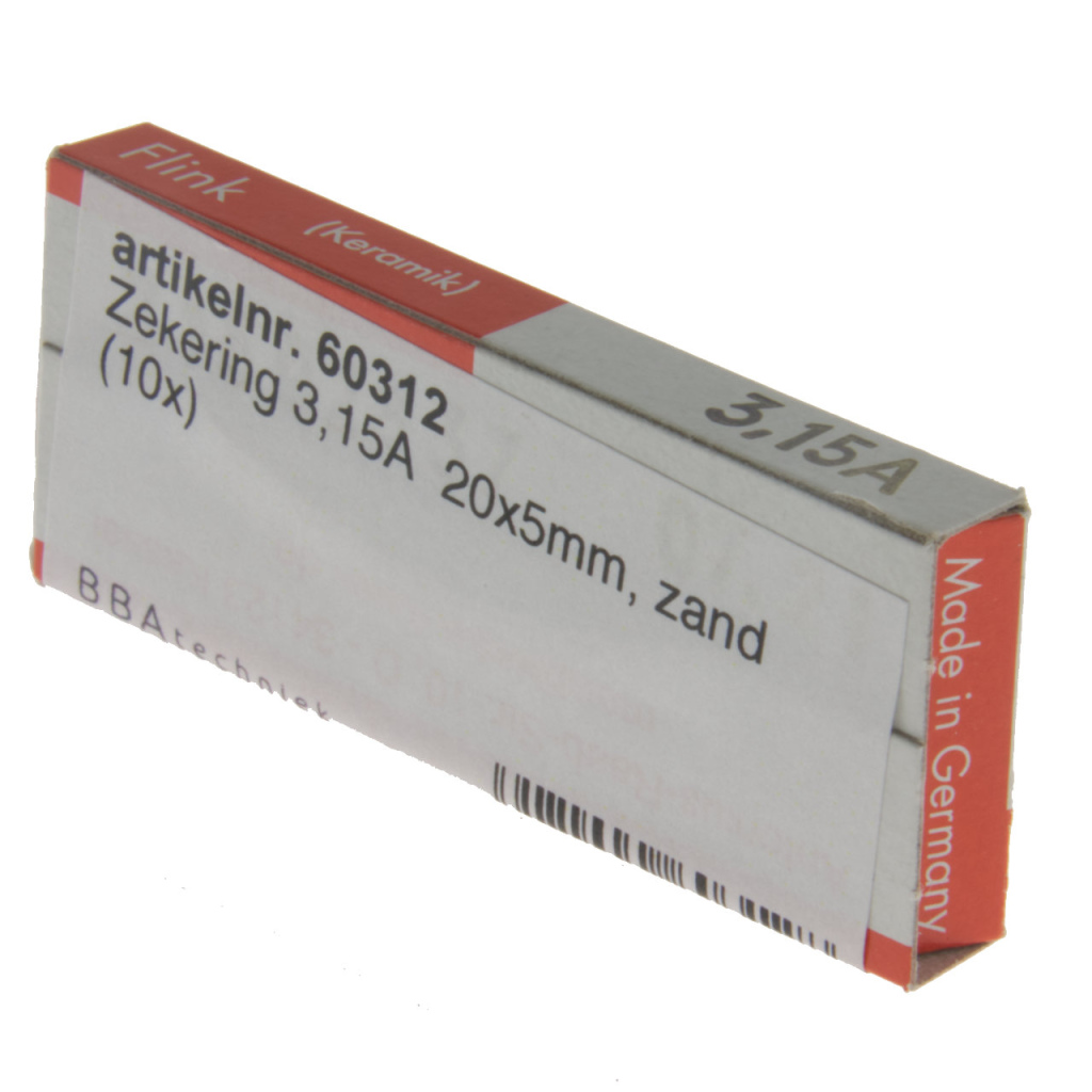 BBAtechniek - Zekering 3.15A 20x5mm zand (10x)