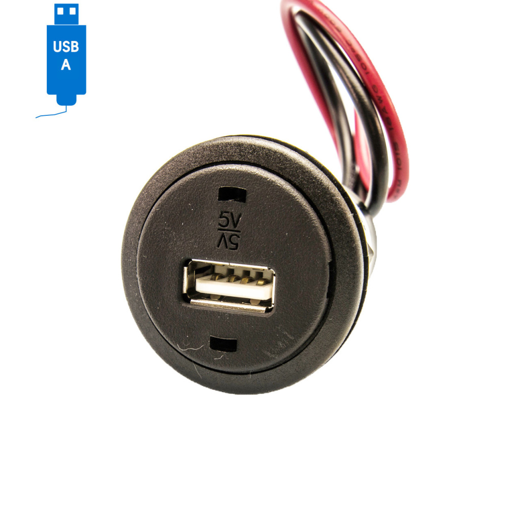 BBAtechniek - USB A-1x 5VDC 1A inbouw zwart (1x)