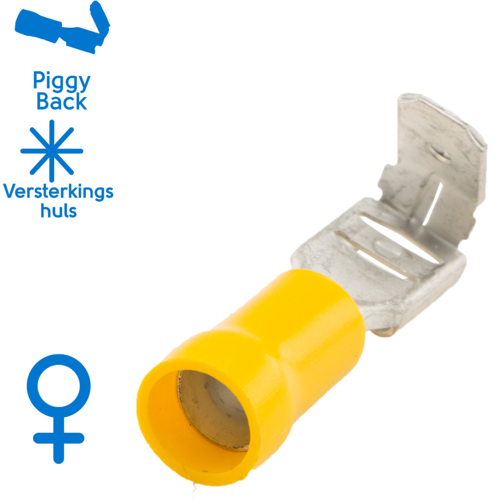 BBAtechniek - Vlakstekerhuls 6.3x0.8mm* geel (50x)