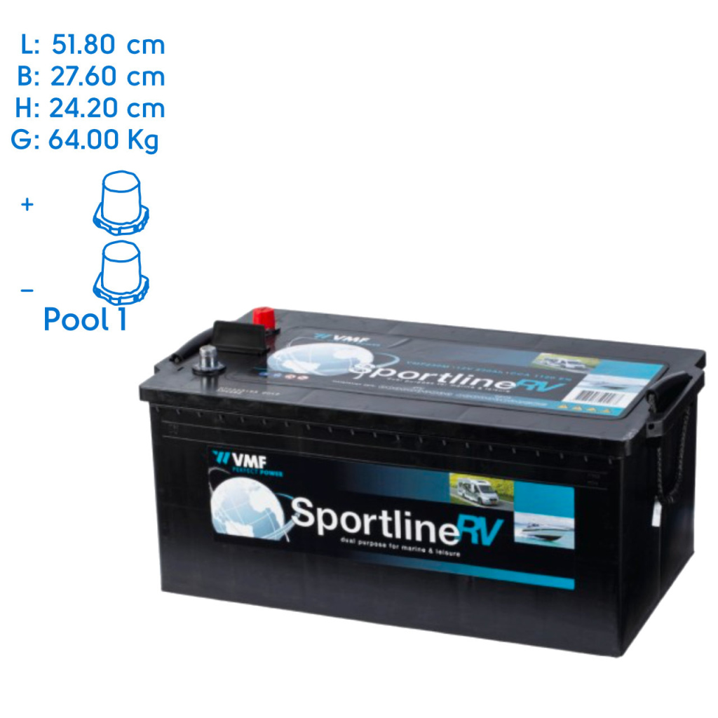 BBAtechniek - 12V 230Ah VMF Sportline semi-tractie accu (1x)