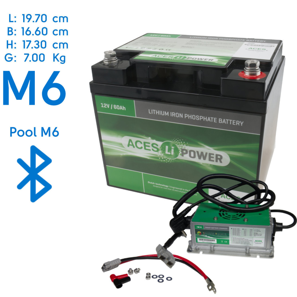 BBAtechniek - 12V 60Ah Aces Lithium accu + lader 20A (1x)