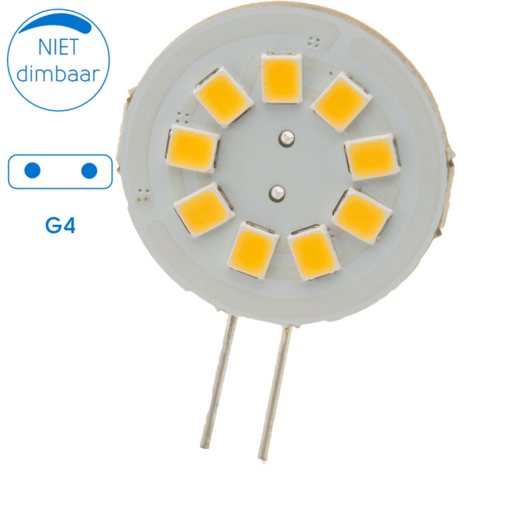 BBAtechniek - G4 10-30VDC 1.2W 2800K 120lm LED9 warm wit (2x)