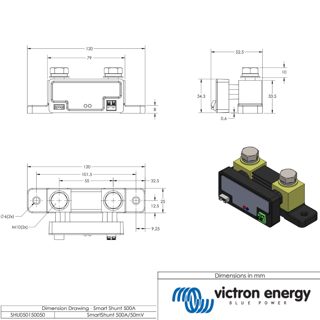 BBAtechniek - Victron SmartShunt 500A/50mV met printplaat (1x)