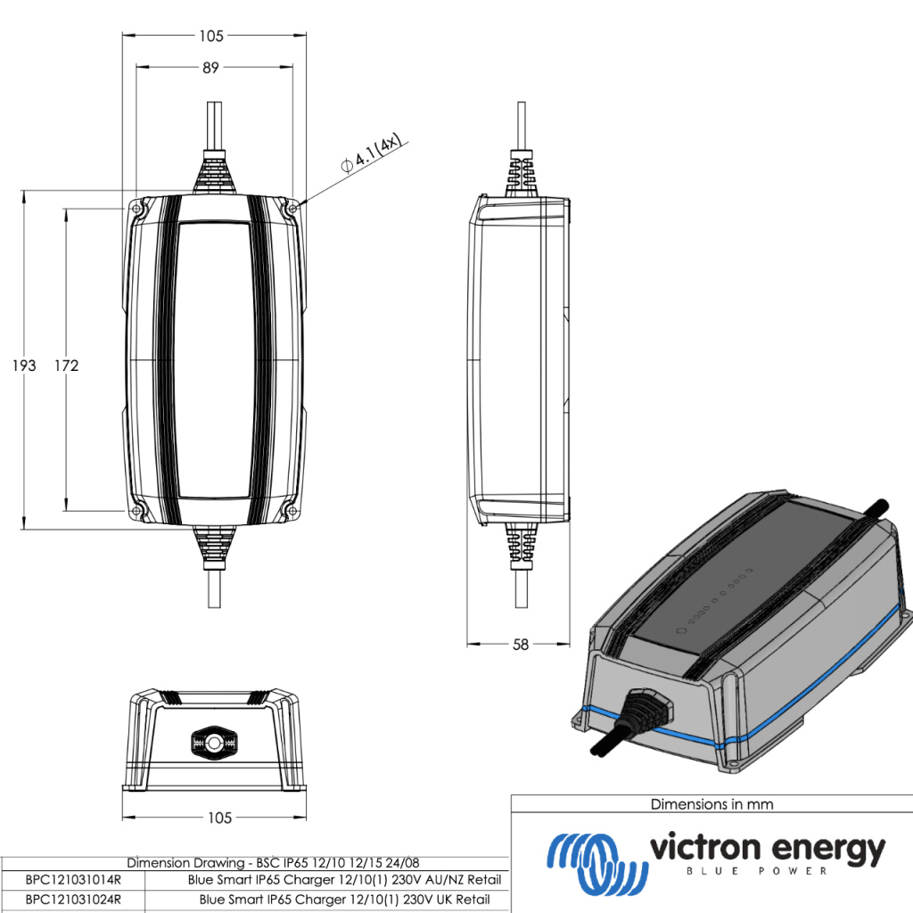 BBAtechniek - Victron Blue Smart IP65 acculader 12/10-1 (1x)