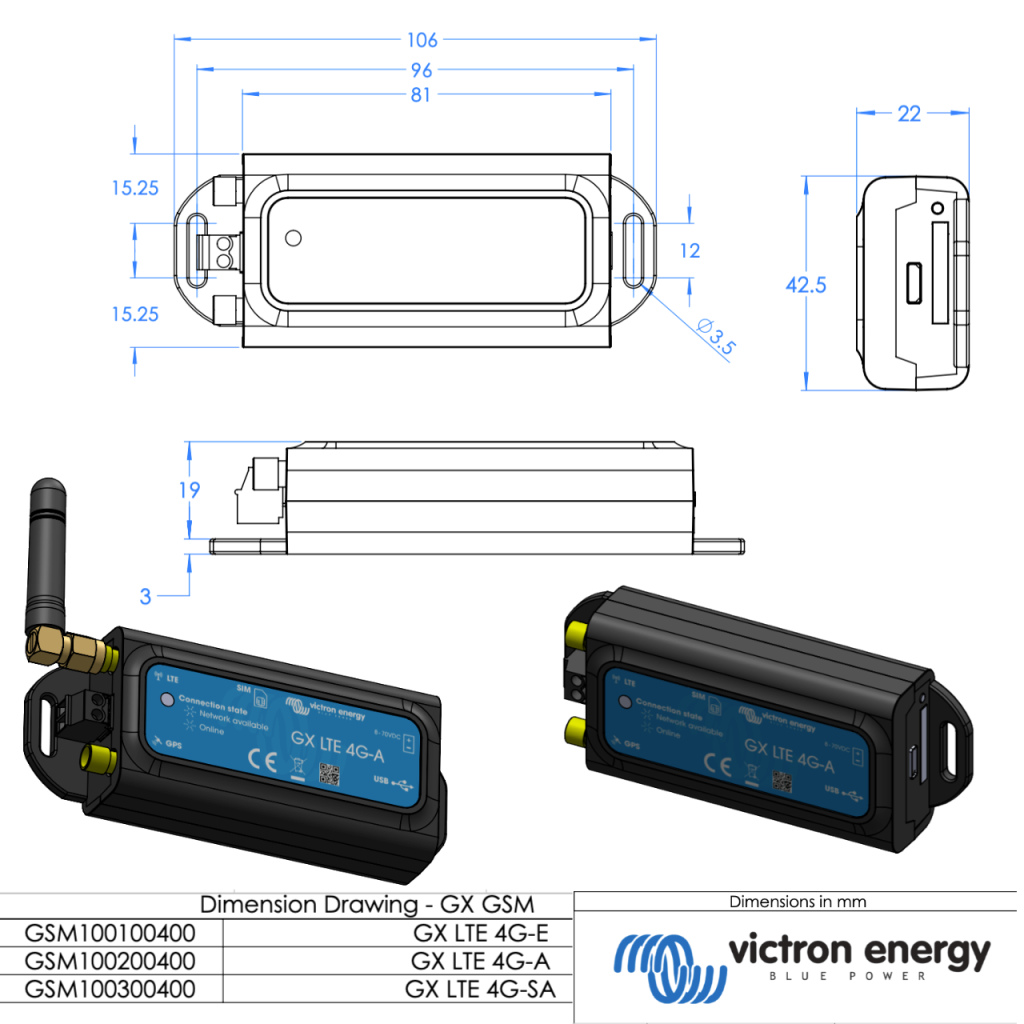 BBAtechniek - Victron GX LTE 4G internet dongle (1x)