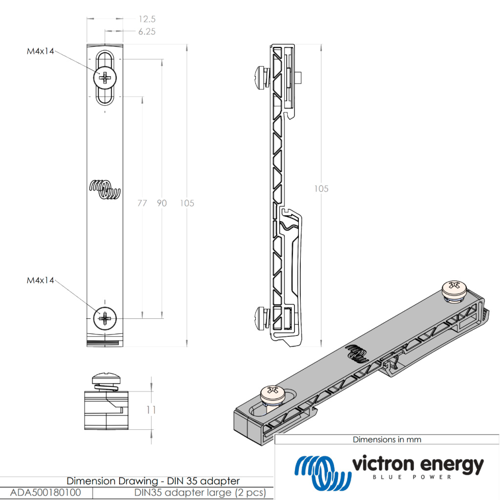 BBAtechniek - Victron DIN35 railadapter large set van 2 (1x)